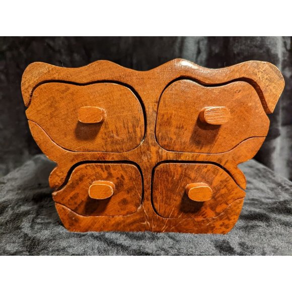 Handcrafted Wooden Mahogany Jewelry Trinket Box Barbados Williams Legacy - Picture 1 of 10